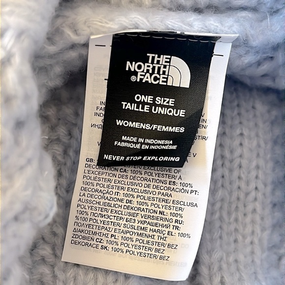 Brand New The North Face Oh Mega Beanie Chunky Cable Knit Dusty Periwinkle Hat - Picture 10 of 14